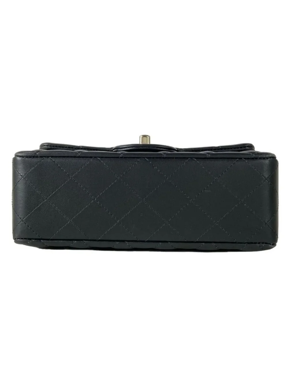 Chanel Shoulder Bag Mini Quilted Black Chain Silver Metal Lambskin